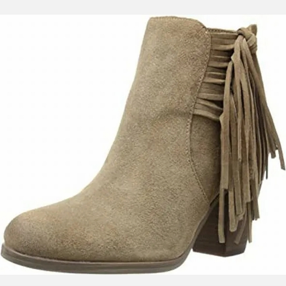 Vince Camuto‎ Harlin Suede Fringe Heeled Ankle Boot